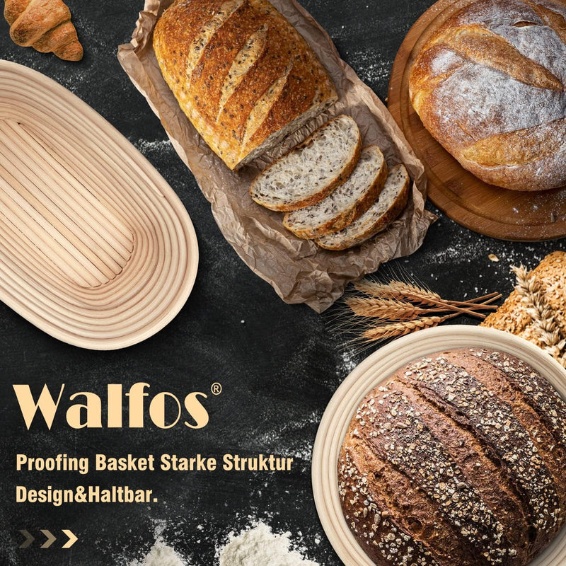 WALFOS 6-Pack Bread Basket Liner - 9 Round Banneton Cloth for Bread Proofing