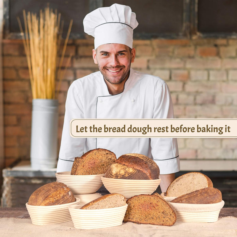 Bread Baking Set - 10 Oval Banneton Proofing Baskets