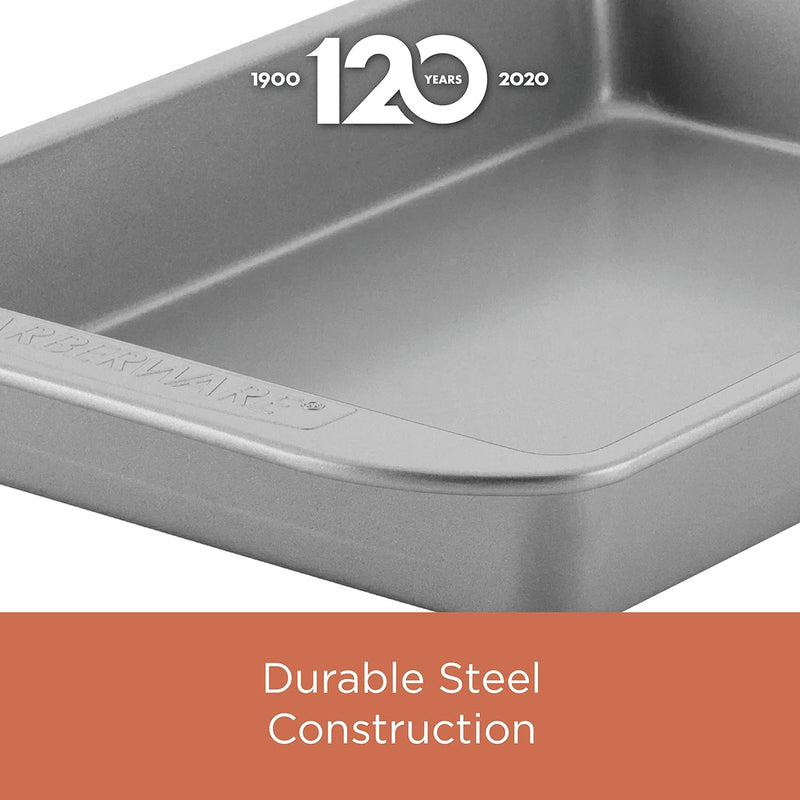 Farberware Nonstick Bakeware Cake Pan with Lid - 9x13 Inches Gray