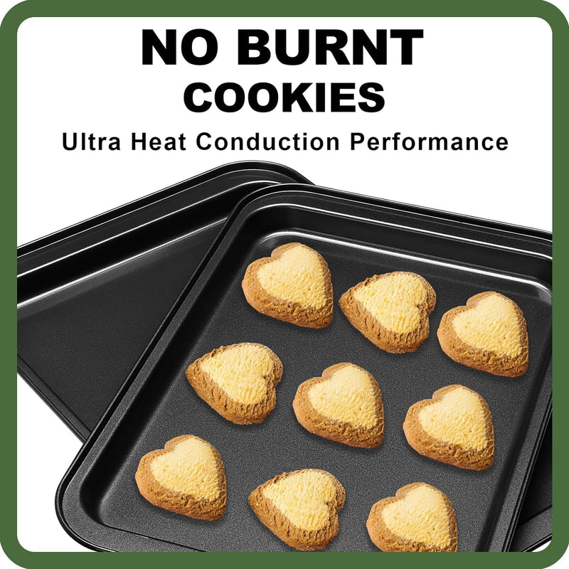 Nonstick Baking Sheet Tray Set - 3 Pack with Wider Grips and Easy Clean - Dark Grey