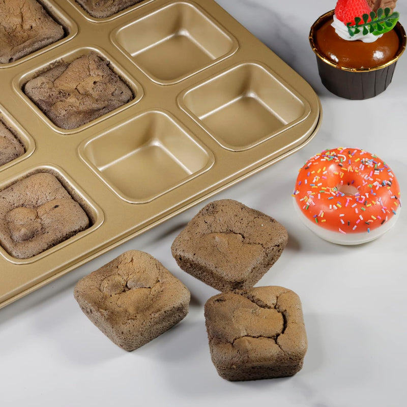 Heavy Duty Non-Stick Brownie  Muffin Baking Pan - 2 Pack