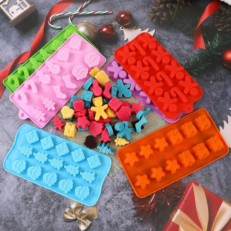 Christmas Silicone Molds - 6Pcs Baking  Candy Molds for Cake Toppers and Decorations