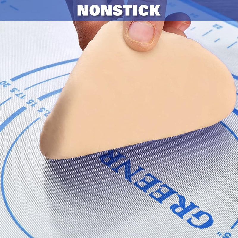 Large Non-Stick Silicone Baking Mat with Measurements - Kitchen Pastry Mat for Fondant Dough and Pie Crusts 16 x 24 Red