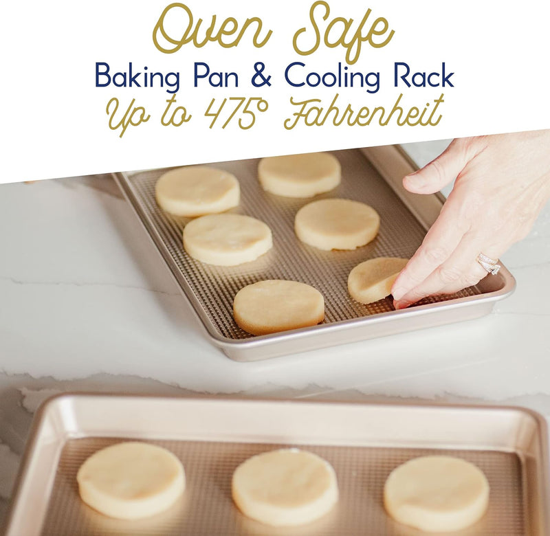 Oven-Safe Baking Rack and Pan Set - Quarter Sheet Size - Premium Aluminum and Stainless Steel - Durable and Easy to Clean