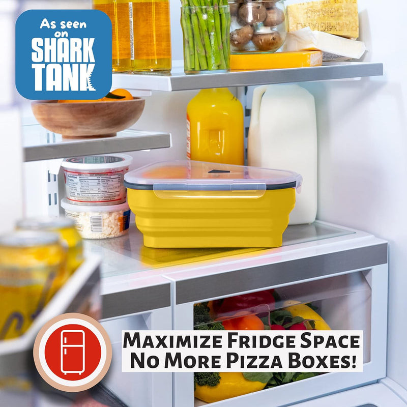 The Perfect Pizza Pack - Reusable Pizza Storage Container with 5 Microwavable Trays - BPA-Free Organizer for Space-Saving Red