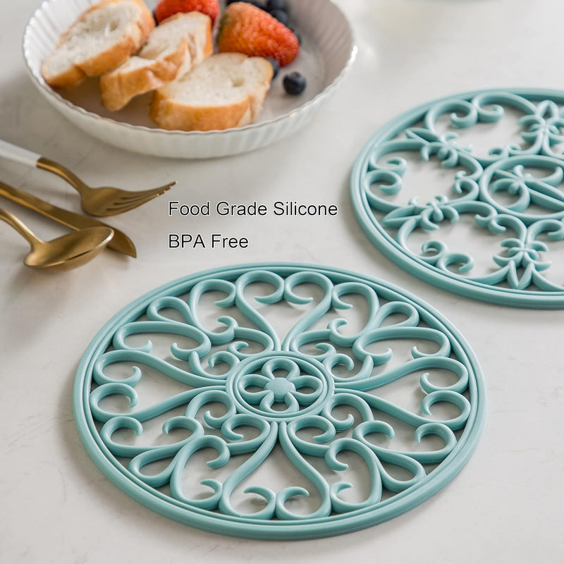 Silicone Trivet Mat Set - Non-Slip  Heat Resistant Hot Pads for Kitchen - Pink Set of 3