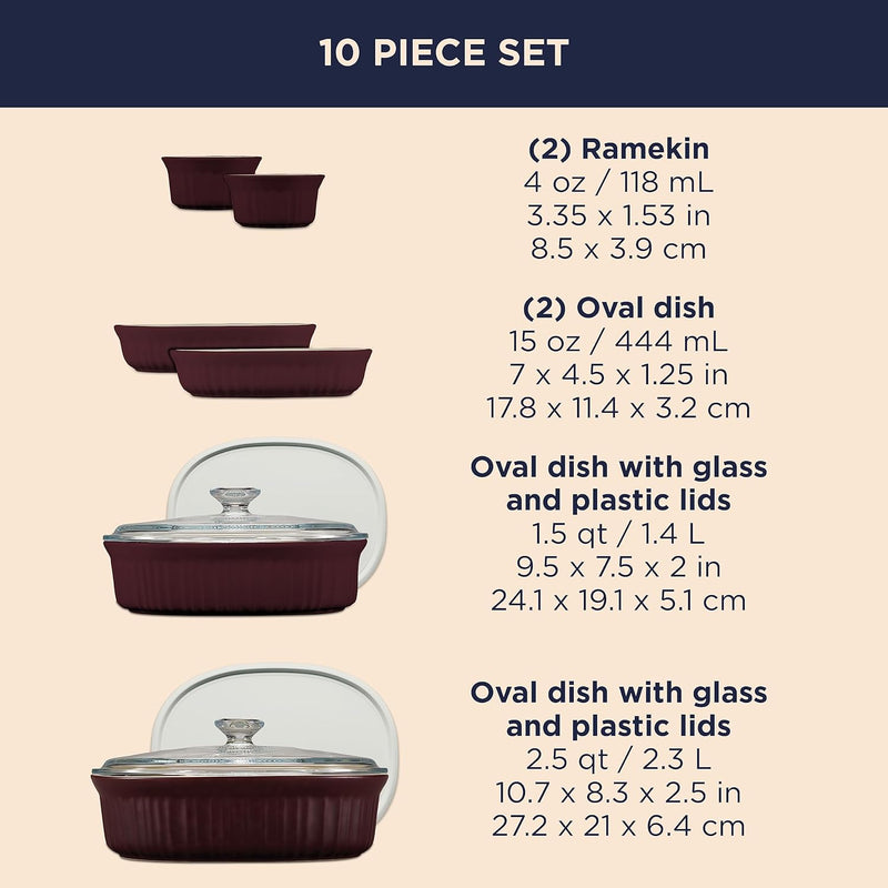 CorningWare French White 7-Pc Ceramic Bakeware Set with Lids Chip  Crack Resistant Stoneware Dish