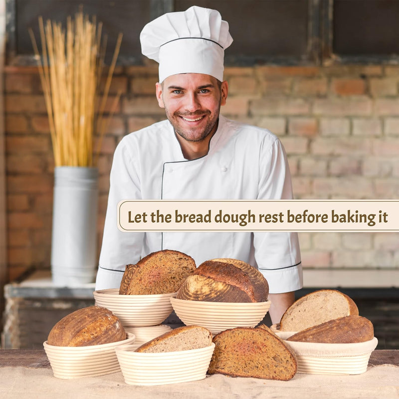 Bread Baking Supplies Set - RoundOval Banneton Baskets and Sourdough Baking Kit by Criss Elite