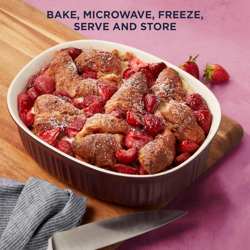 CorningWare French White 7-Pc Ceramic Bakeware Set with Lids Chip  Crack Resistant Stoneware Dish