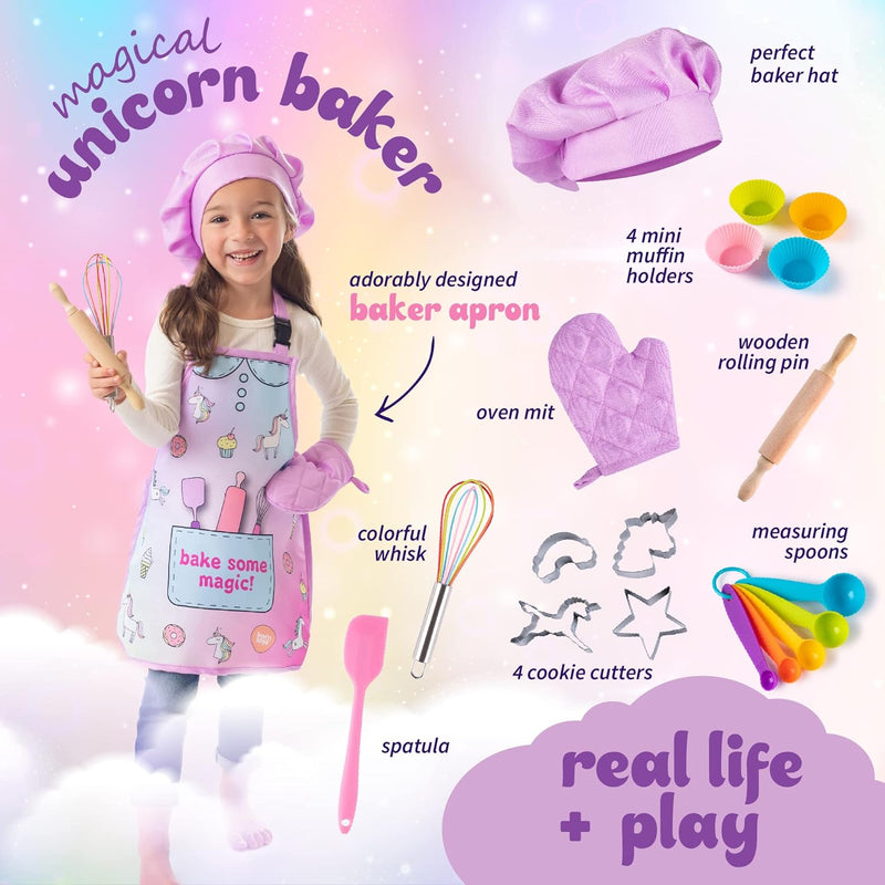 Kids Baking Set with Unicorn Apron - Ages 5  Up