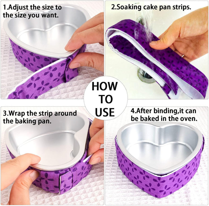 Winerming 4-Piece Cake Pan Strips - Keeps Cakes Level with Absorbent Cotton