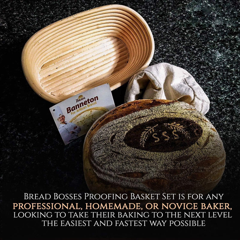 Sourdough Bread Proofing Basket Set - Starter Tool with Scraper and Gifts for Bakers