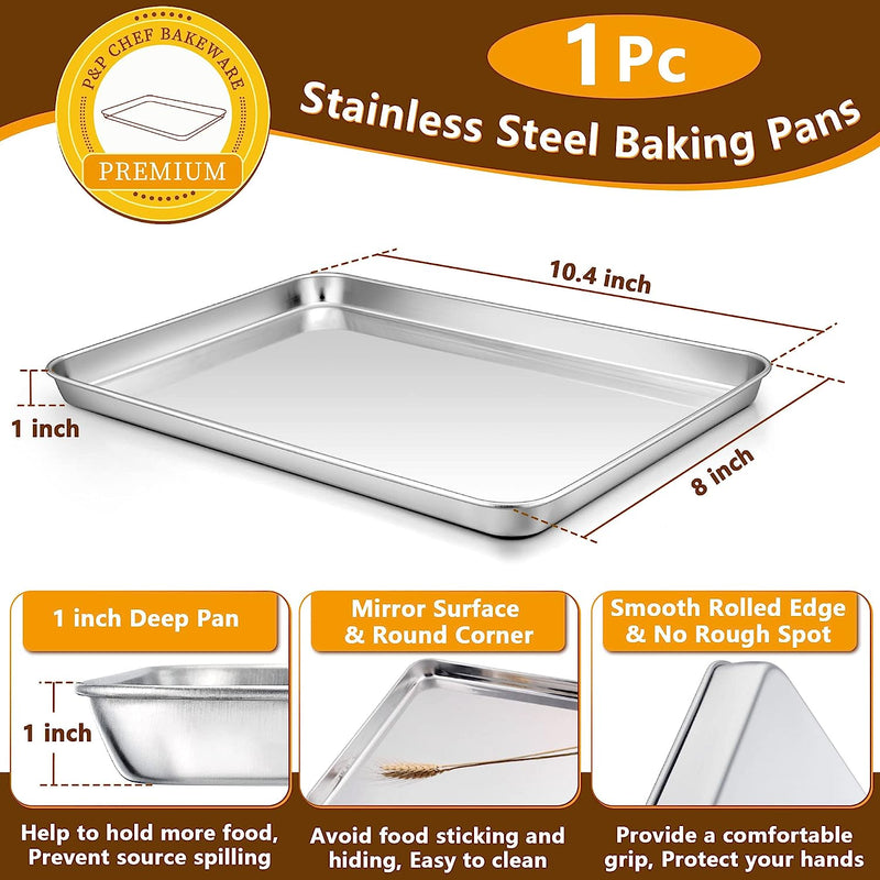 PP CHEF Baking Sheet and Rack Set - Stainless Steel 196 Cookie Sheet with Cooling Rack - Half Size - Dishwasher Safe