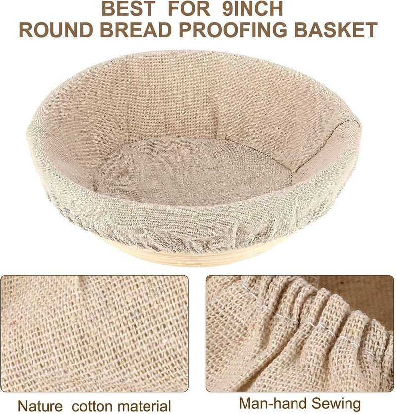 Rattan Proofing Basket with Liner and Cover - Round 10 Inch