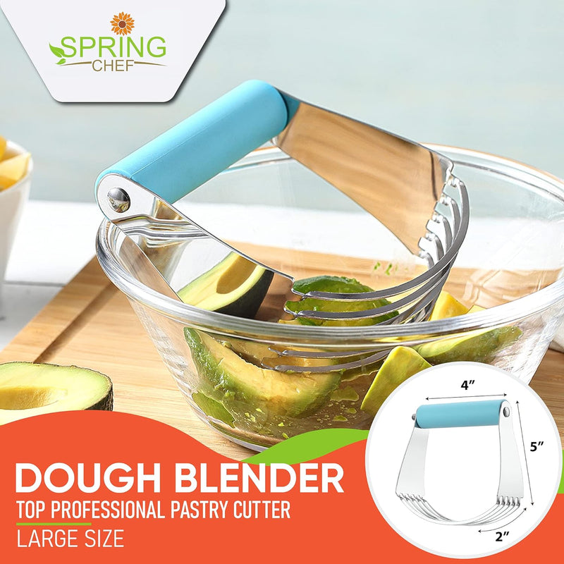 Spring Chef Dough Blender Top Professional Pastry Cutter with Heavy Duty Stainless Steel Blades - Medium Size Black