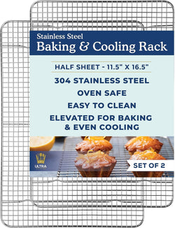 Ultra Cuisine Stainless Steel Cooling and Baking Rack Set - 115 x 165-inch - Set of 2