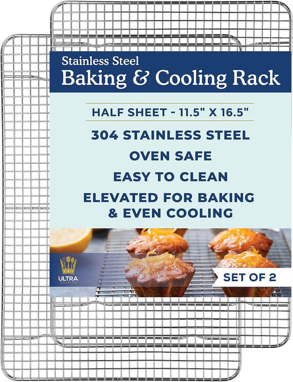 Ultra Cuisine Stainless Steel Cooling and Baking Rack Set - 115 x 165-inch - Set of 2
