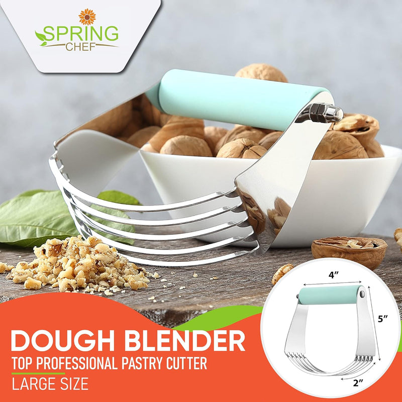 Spring Chef Dough Blender Top Professional Pastry Cutter with Heavy Duty Stainless Steel Blades - Medium Size Black