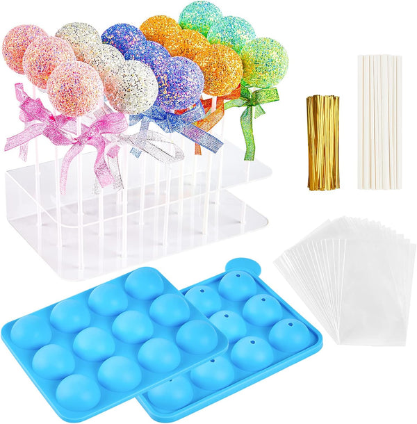 12-Cavity Cake Pop Maker Set with Display Stand and Accessories