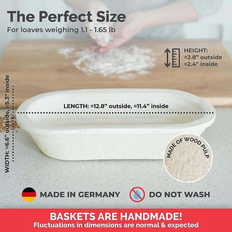 Artisan Sourdough Bread Proofing Basket - German Made 750g Wood Pulp Banneton