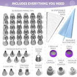 Premium Russian Piping Tips Complete Set - 93 pcs Cake Decorating Baking Supplies Kit - 36 Russian Tulip Icing Frosting Nozzles
