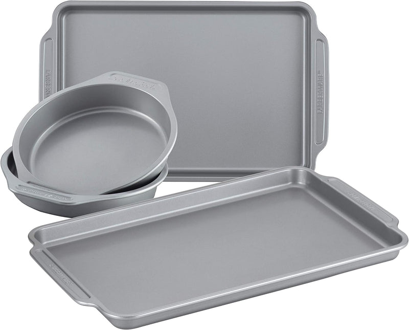 Farberware Nonstick Steel Bakeware Set - 10-Piece with Cooling Rack Gray