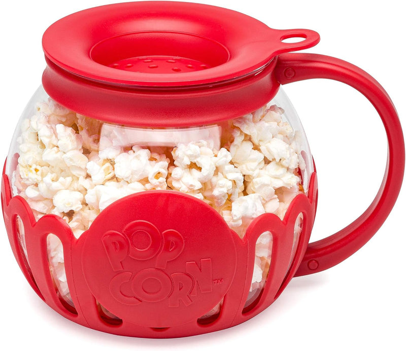 Ecolution Micro-Pop Microwave Popcorn Popper - Temperature Safe with 3-in-1 Lid BPA-Free Dishwasher Safe 15-Quart Pink