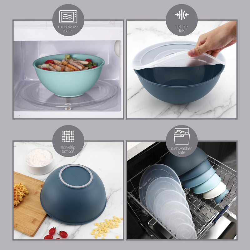 COOK WITH COLOR 12-Piece Nesting Mixing Bowls Set - Blue