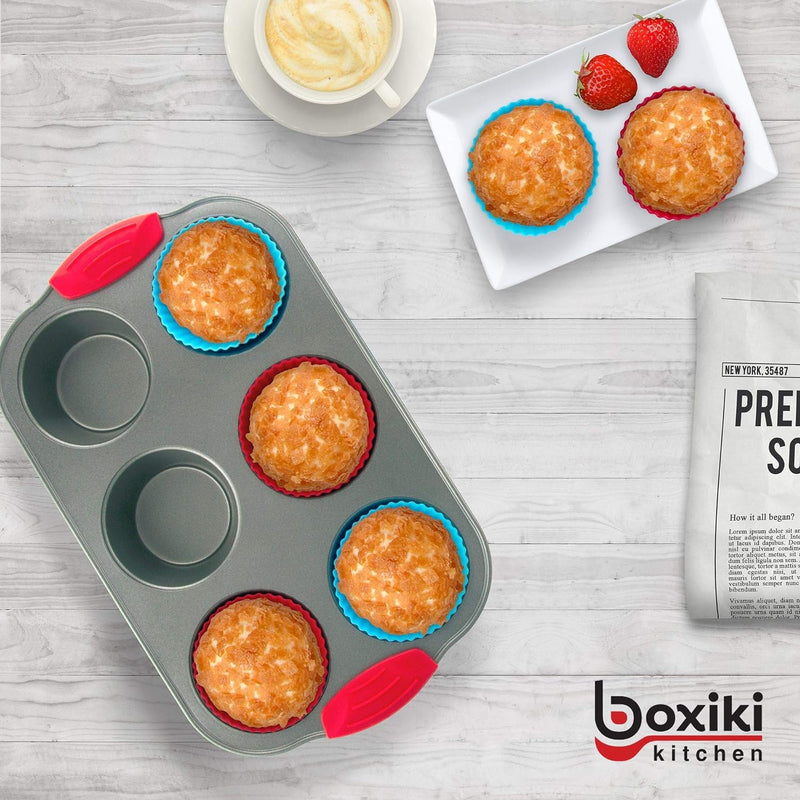 Non-Stick Silicone Muffin Pan - 12 Cups with Steel Frame - BPA Free  Non-Toxic