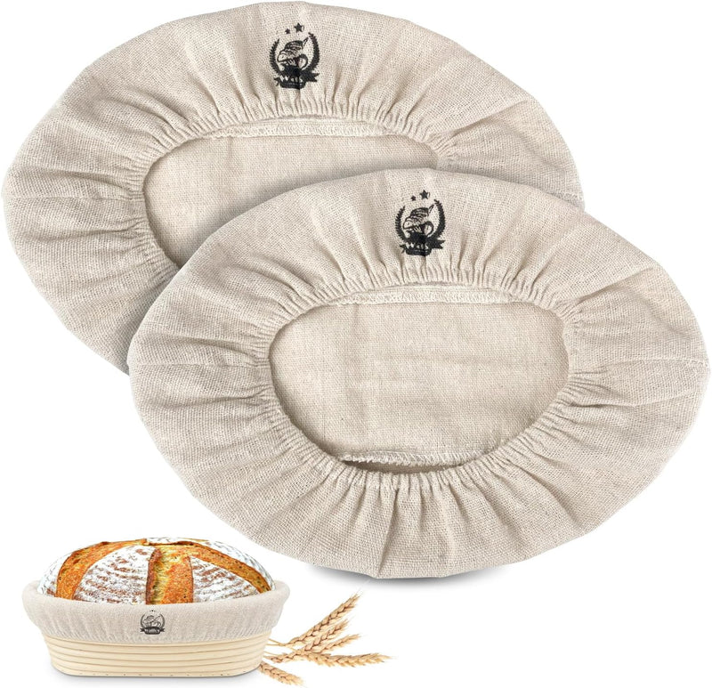 WALFOS 6-Pack Bread Basket Liner - 9 Round Banneton Cloth for Bread Proofing