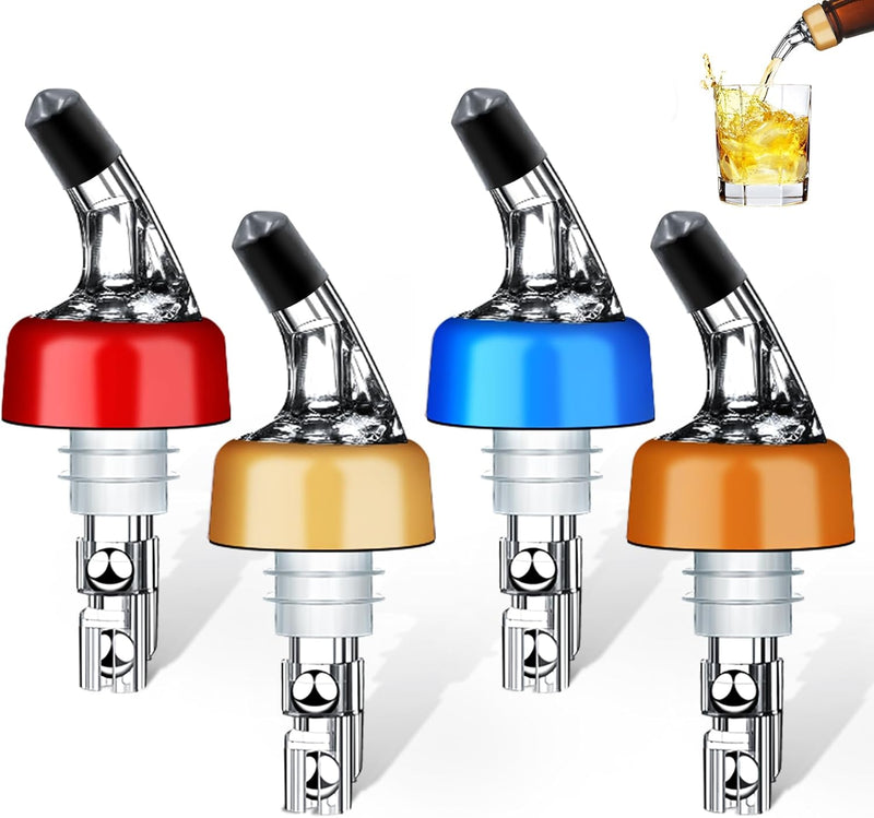 Automatic Measured Bottle Pourer - Quick Shot Spirit Measure Pourer Drinks Wine Cocktail Dispenser Home Bar Tools - 1oz/30ml (4 pack)