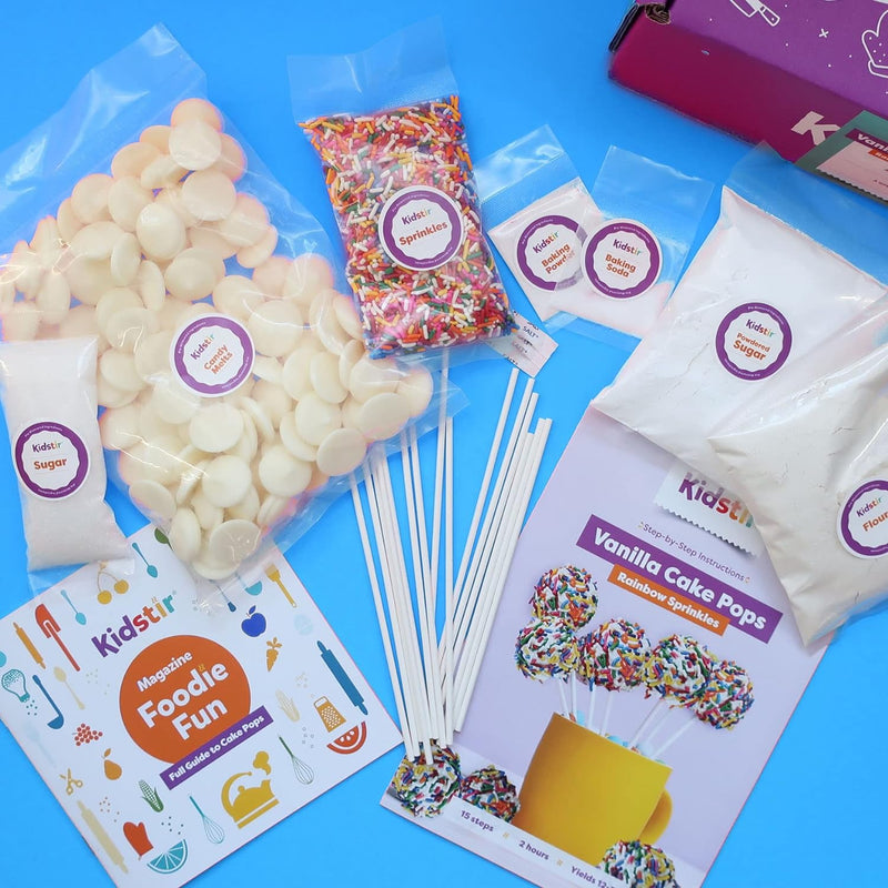 KIDSTIR Kids Baking Set - Cake Pop DIY Kit for Ages 6-12 - Vanilla Flavor