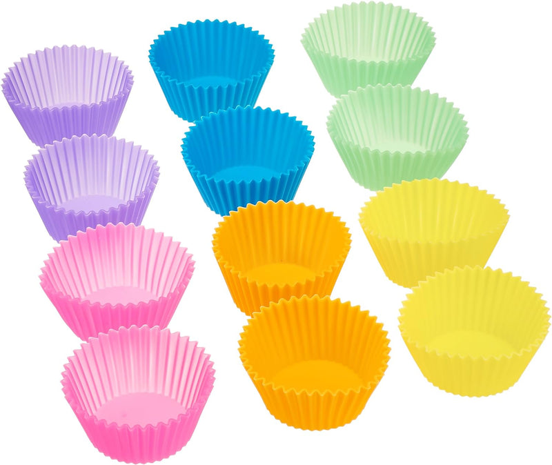 12 Reusable Silicone Baking Cups Multicolor Muffin Liners