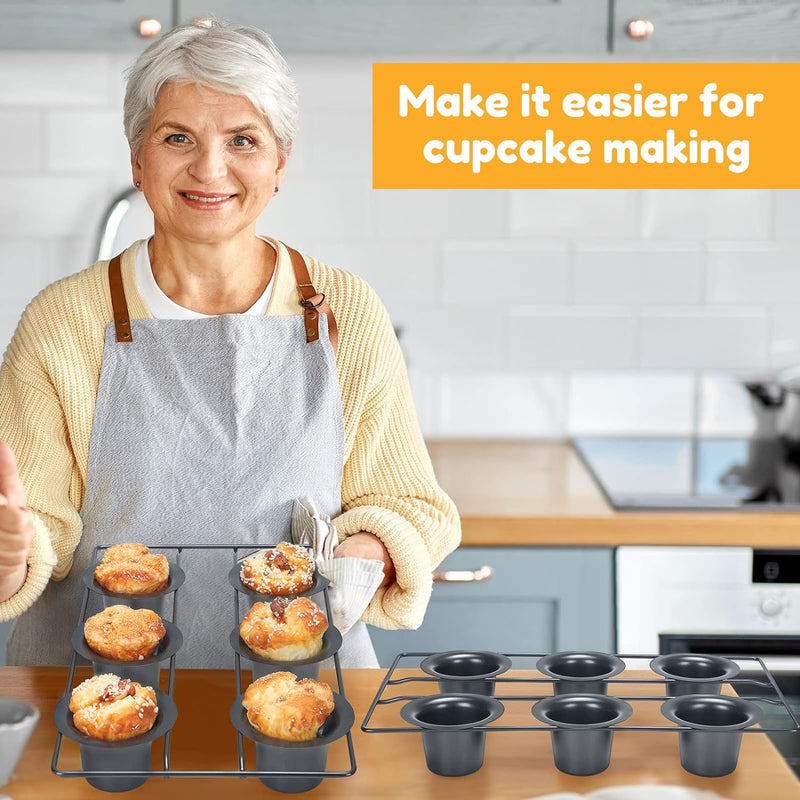 Shellwei Nonstick Popover Pan - 6 Cup Bakeware for Baking Muffins Cupcakes and Yorkshire Puddings