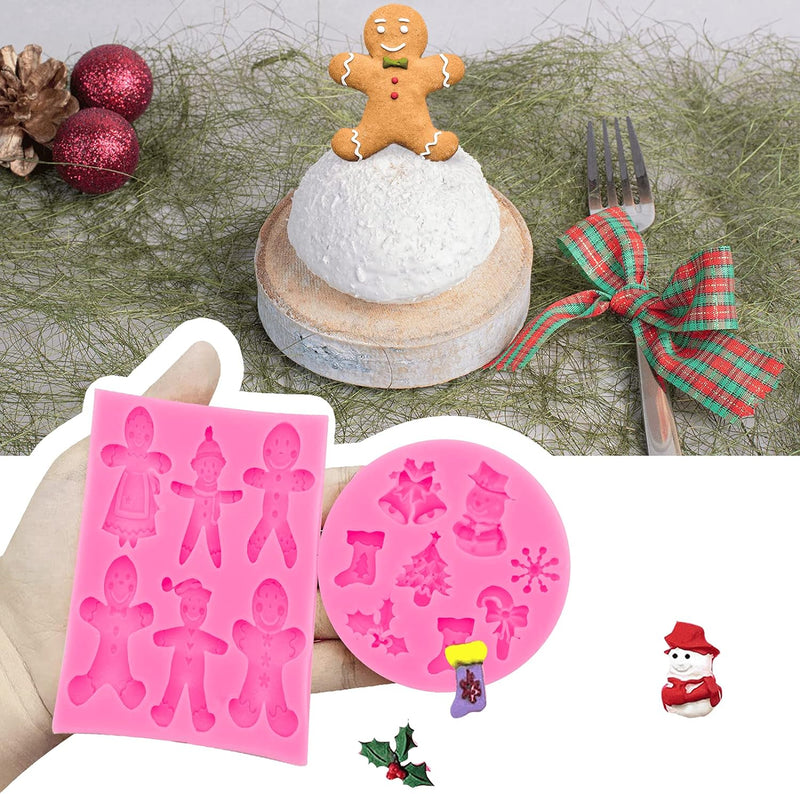 Christmas Fondant Molds Set - 6Pcs Silicone Candy Molds for Cake Decoration