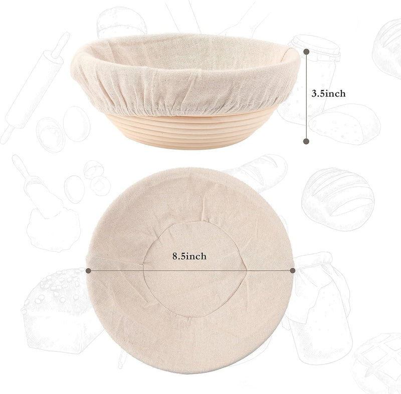 Sourdough Bread Proofing Basket with Liner - Round 85 inch