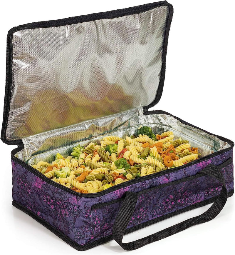 Double Casserole Travel Bag - Insulated Food Carrier for HotCold Dishes Heather Gray