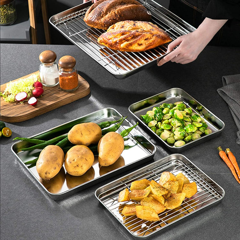 2-Pack Stainless Steel Baking Sheets - Commercial Grade Oven Tray Non-toxic  Easy to Clean