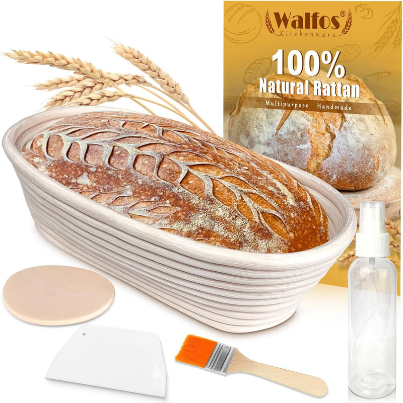 WALFOS 6-Pack Bread Basket Liner - 9 Round Banneton Cloth for Bread Proofing