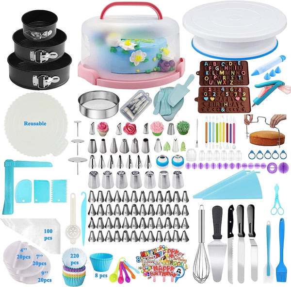 Cake Decorating Kit - 599 PCS Baking Supplies with Carrier Pans Piping Bags and Tips