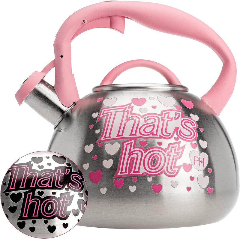 Paris Hilton Color Changing Tea Kettle Stainless Steel Soft Touch Handle 25-Quart Pink