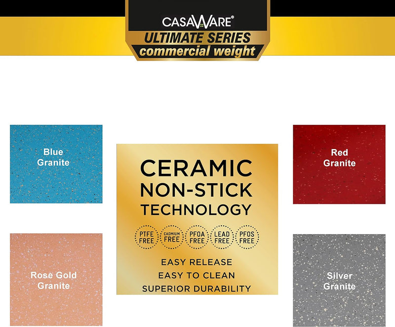 CasaWare 15x10x3 Ultimate Commercial Weight Ceramic Coated Non-Stick LasagnaRoasting Pan Red Granite