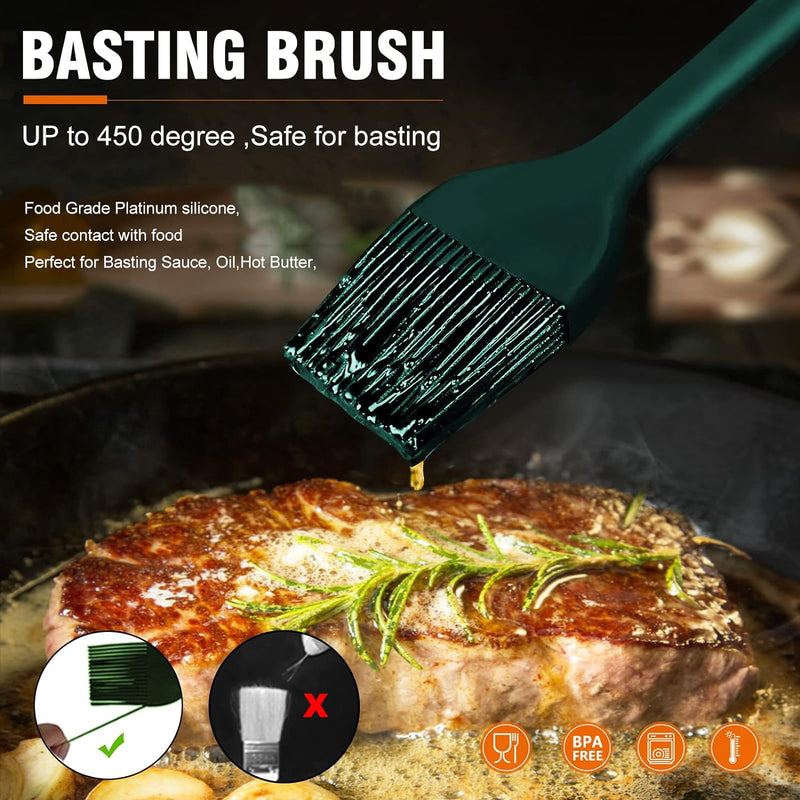 Walfos Silicone Basting Pastry Brush Set 2 Pcs - Heat Resistant for BBQ Baking  Cooking