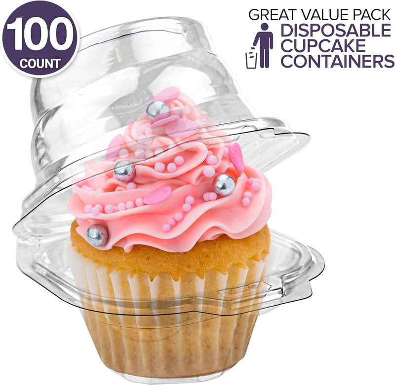 Clear Plastic Cupcake Containers with Dome Lid 100 Count - BPA-Free