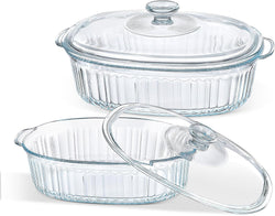 M MCIRCO 4-Piece Glass Casserole Baking Dish Set With Glass Lids, Deep Glass Bakeware Set, 1.9 Qt and 3 Qt Casserole Dishes, for Casseroles, Leftovers, Cooking, Kitchen, Freezer-to-Oven and Dishwasher