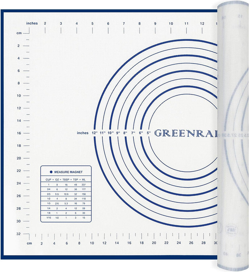 Large Non-Stick Silicone Baking Mat with Measurements - Kitchen Pastry Mat for Fondant Dough and Pie Crusts 16 x 24 Red