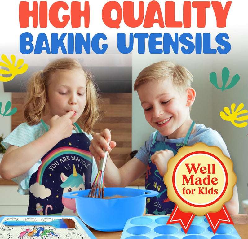 Kids Baking Set - 14pc Unicorn Chef Kit - Cooking Gift for Boys  Girls 4-12 Unicorn Theme