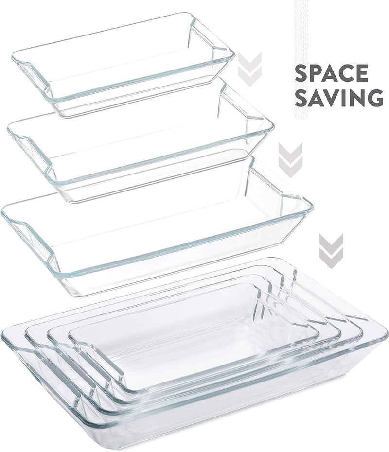 4-Piece Modern Glass Casserole Dish Set