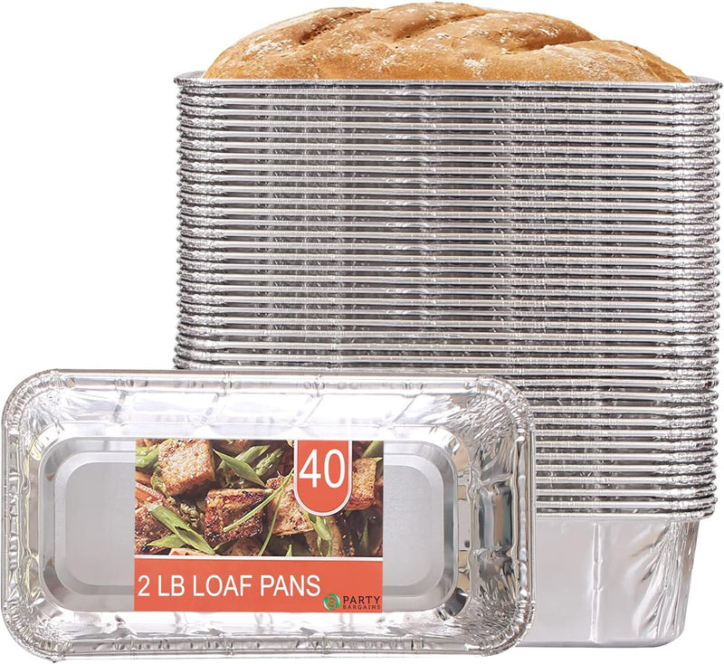 20 Pack Aluminum Loaf Pans - Heavy Duty Disposable Bread Pans 2 lb for Baking and Serving 85 x 45 x 25 - Max 240C