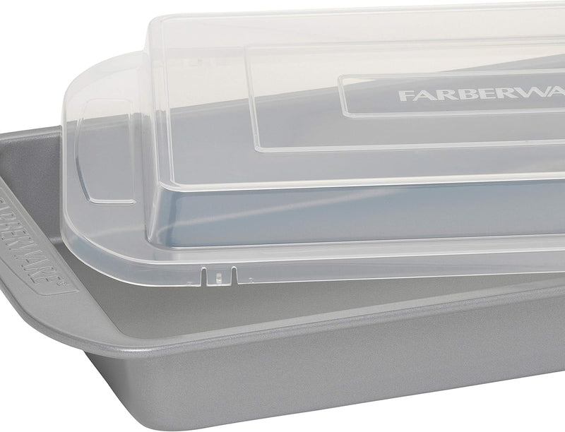 Farberware Nonstick Bakeware Cake Pan with Lid - 9x13 Inches Gray